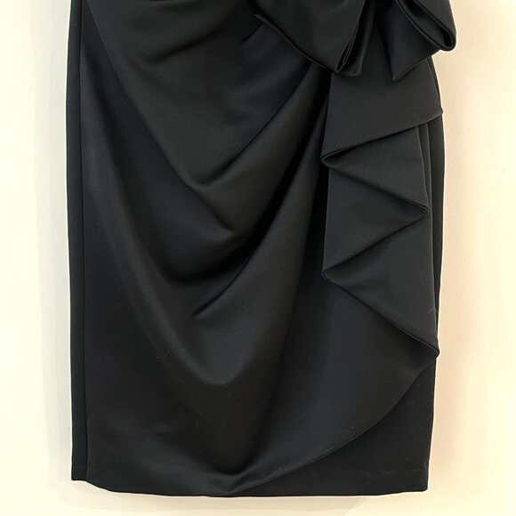 Lord & Taylor Black Strapless Cocktail Dress Size 6 Beaded Bodice Bow Detail - Picture 7 of 11